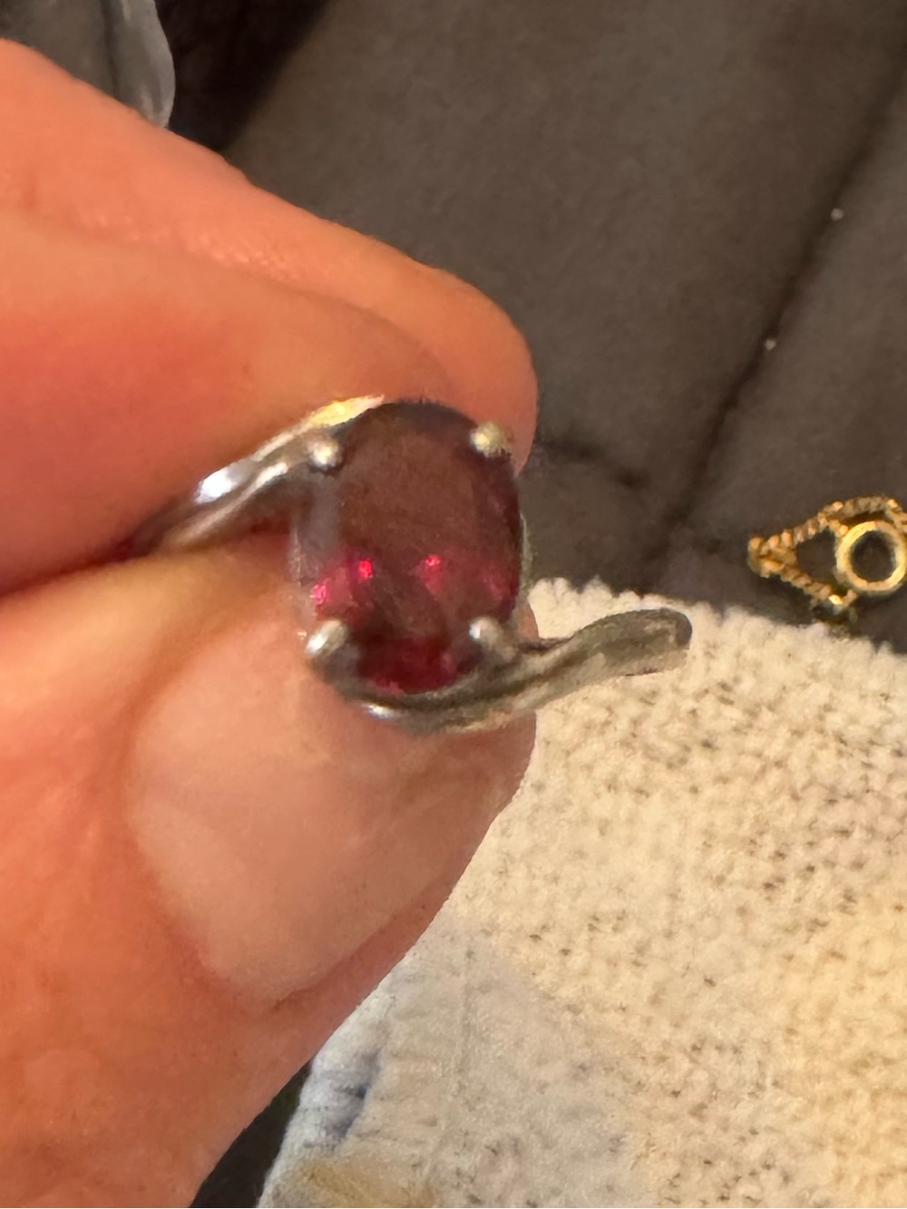 Sterling Silver Garnet-Red Oval Ring - Women Jewelry